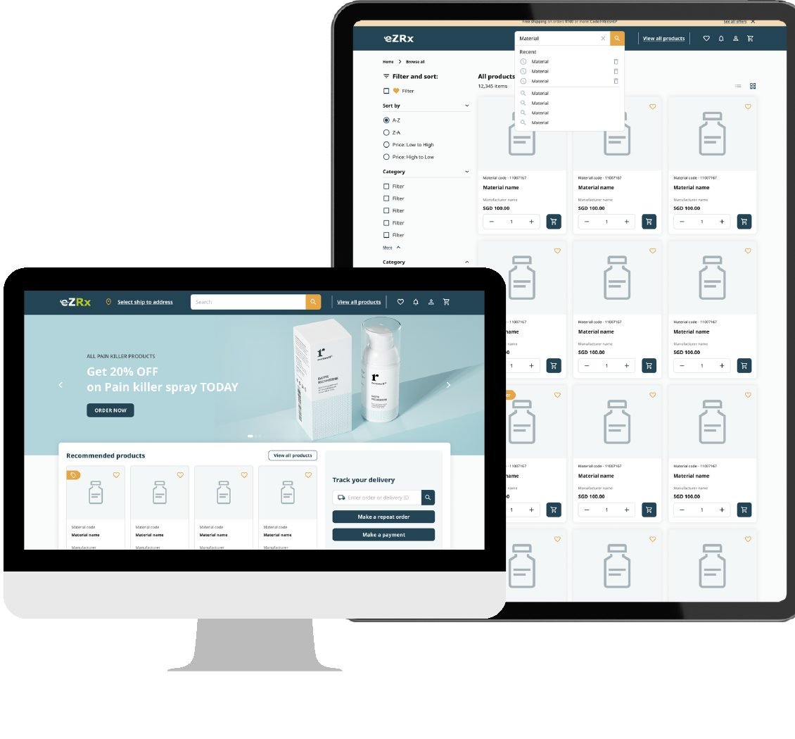 eZRx Plus prototype shown on desktop and tablet